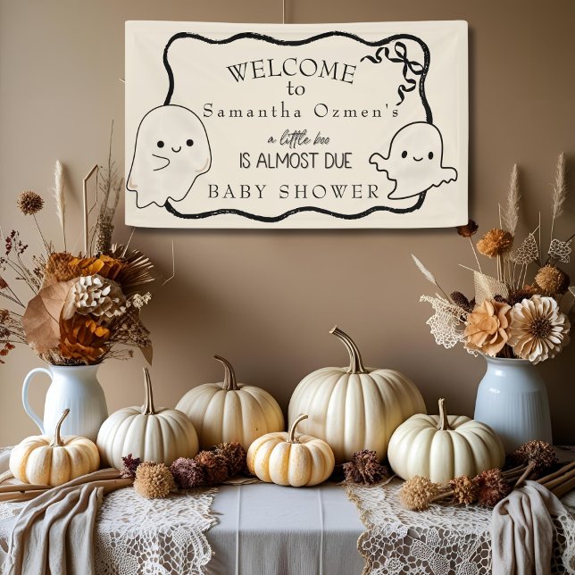 Lona Un pequeño bote está a punto de aparecer (A Little Boo is Almost Due Banner)