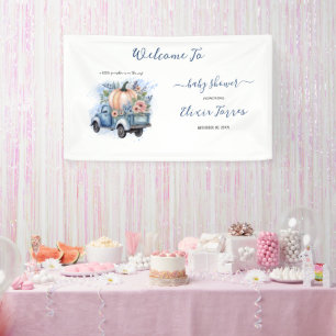 Lona Un pequeño camión de calabaza Baby Shower acuarela