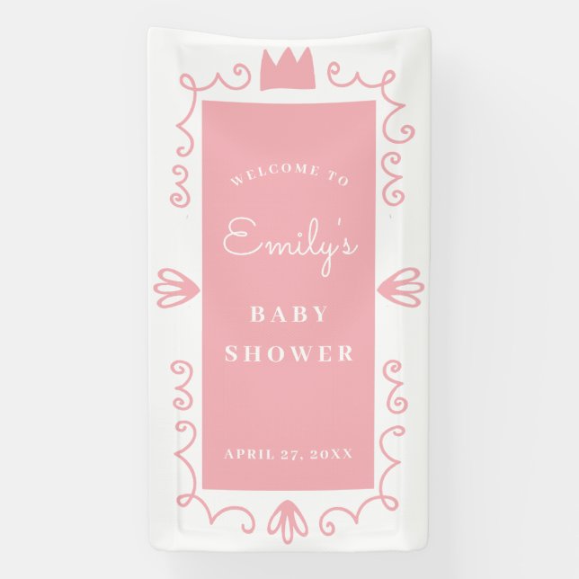 Lona Un pequeño Princesa Chica rosa moderno Baby Shower (Vertical)