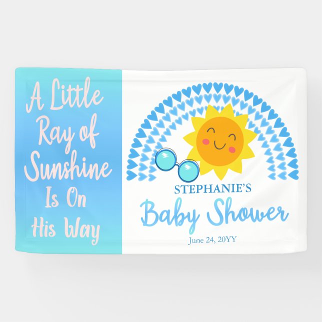 Lona Un pequeño rayo de SunshineBoy Baby Shower (Horizontal)