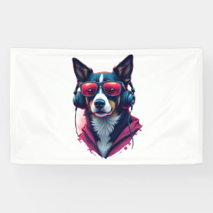 Lona Un perro habu llevando gafas de sol y audífonos