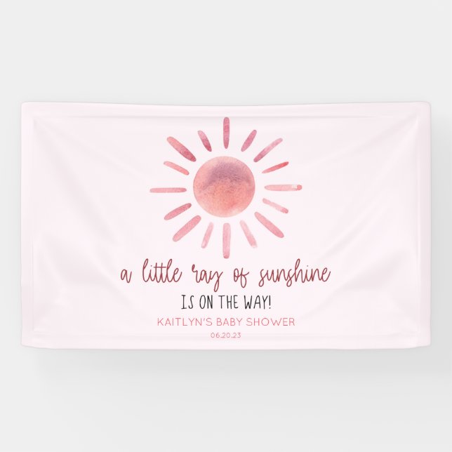 Lona Un Rayo Pequeño De Sunshine Pink Sun Baby Shower (Horizontal)
