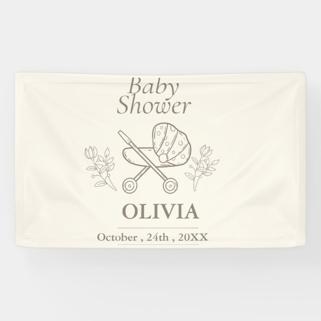 Lona Una aventura en cochecito | Fiesta de bebé neutral (Horizontal)