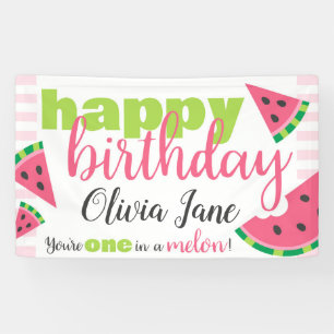 Lona Una en Melón Melón Feliz Cumpleaños Personalizado