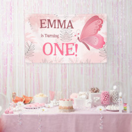 Lona ¡Una mariposa se está volviendo una! Banner