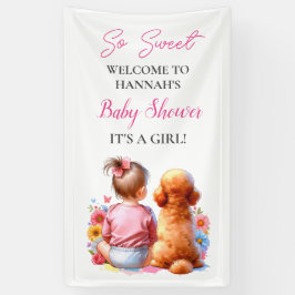 Lona Una niña bebé y su Baby Shower perro personalizado