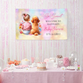 Lona Una niña bebé y su Baby Shower perro personalizado