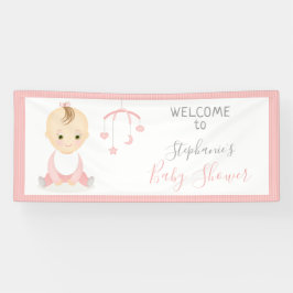 Lona Una niña pequeña y su Baby Shower móvil