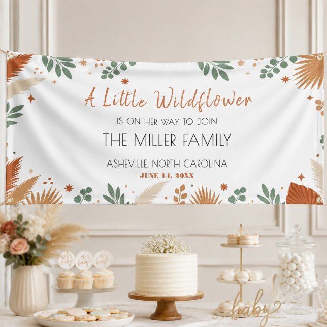 Lona Una pequeña florería silvestre boho verde (A Little Wildflower Boho Greenery Banner)