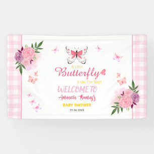 Lona Una pequeña mariposa está en camino Chica Baby Sho