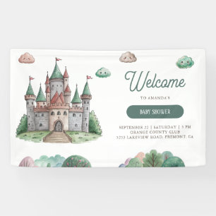 Lona Una vez el Castillo Verde Pastel Baby Shower