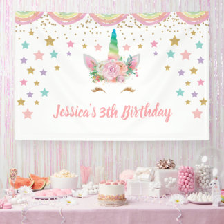 Lona Unicorn Birthday party Banner Personalized name