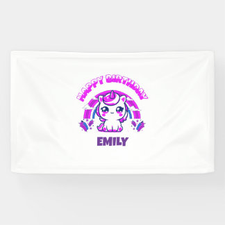 Lona Unicorn Girls Birthday  Party Banner | Editable