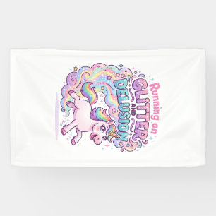 Lona Unicornio corriendo sobre brillo y desilusión enca