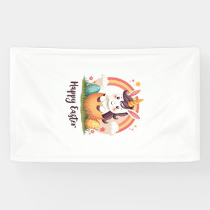 Lona Unicornio de Pascua Feliz Vintage Arcoíris Huevo N