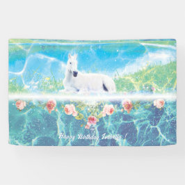 Lona Unicornio en un sueño paradisíaco Personalizado