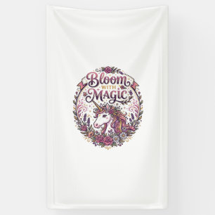 Lona Unicornio florece con magia lista POD Fondo blanco