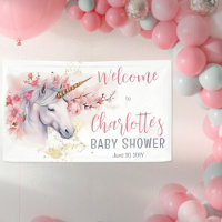 Unicornio místico | Chica Floral Rosa Baby Shower