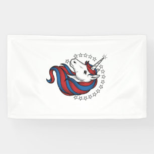 Lona Unicornio Patriótico Diseño de Vector de Grabado V
