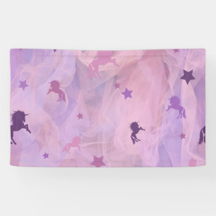 Lona unicornio rosa y púrpura y diseño de estrellas - n