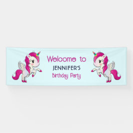 Lona Unicornio rosado con alas Cumpleaños