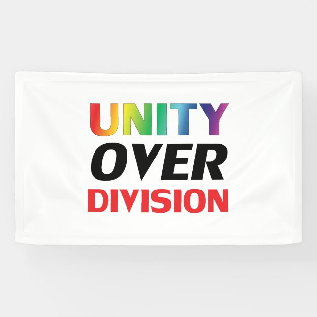 Lona Unidad sobre División, rojo, blanco, lgbtq lgbt or (Horizontal)