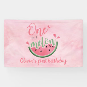 Lona Uno en un melón acuarela de sandía cumpleaños 1 