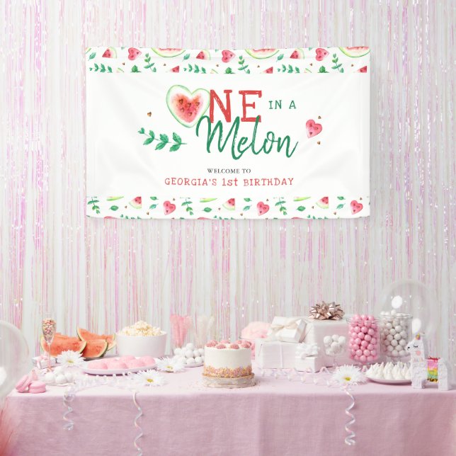 Lona Uno en un Melón | Cumpleaños de Sandía Bienvenida (Fiesta)