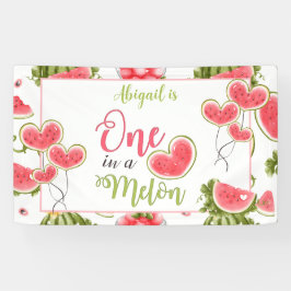 Lona Uno en un Melón Verano Rosa Primer Cumpleaños Dulc