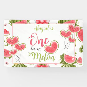 Lona Uno en un Melón Verano Rosa Primer Cumpleaños Dulc