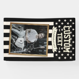 Lona USA Flag Custom Photo Banner, Black Flag Patriotic