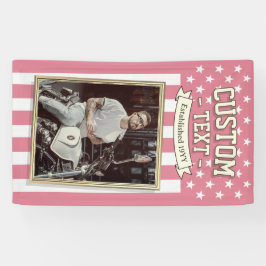 Lona USA Flag Custom Photo Banner, Pink Flag Patriotic