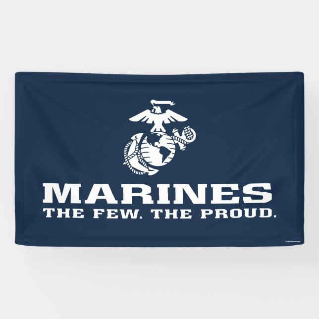 Lona USMC Los Pocos El Orgulloso Logo Apilado - Blanco (Horizontal)