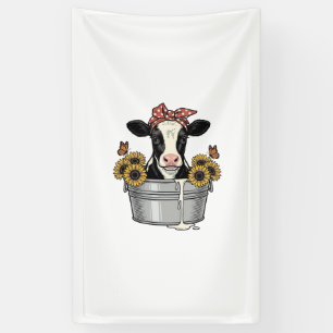 Lona Vaca antigua en bañera Girasol Mariposa Vector Dis