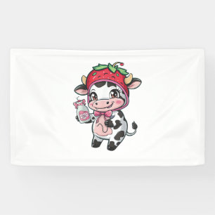 Lona Vaca de fresa Kawaii Anime Fresa Leche _2