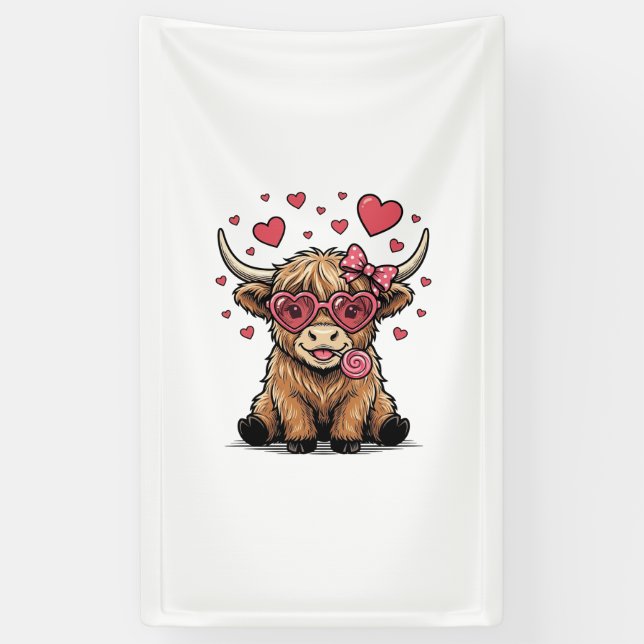 Lona Vaca de las Tierras Altas Valentín Corazón Gafas V (Vertical)