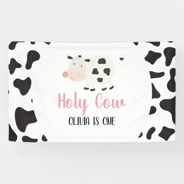 Lona Vaca Sagrada Primera Cumpleaños Estampado de Vaca (Horizontal)