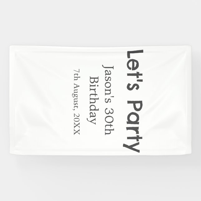 Lona Vamos fiesta feliz 30 cumpleaños nombre gris simpl (Horizontal)