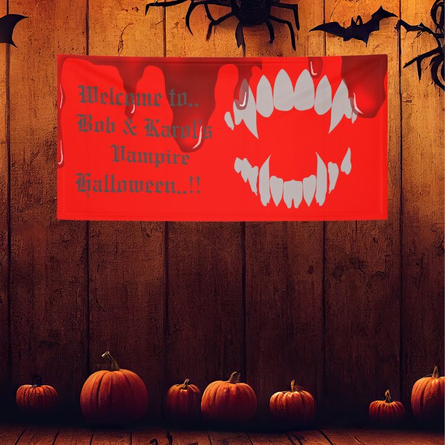 Lona Vampiro Bite Halloween Party (Vampire Bite Halloween Party Banner)