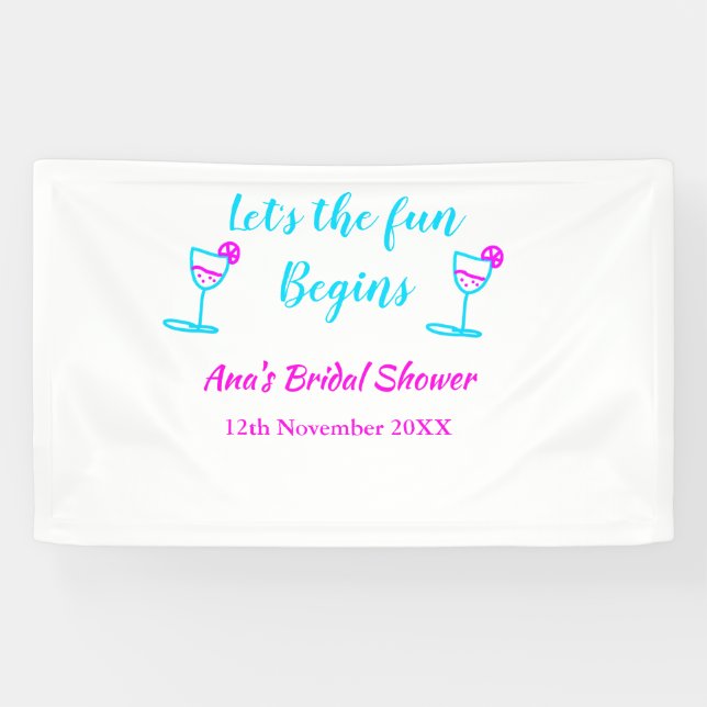 Lona Vaso de vid de parra rosa azul, brindis de soltera (Horizontal)