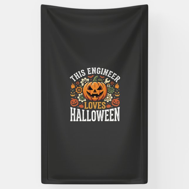 Lona Vector Calabaza de Ingeniero de Halloween (Vertical)