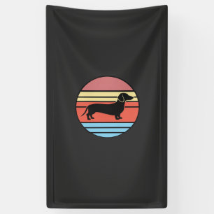 Lona Vector de puesta de sol retro Dachshund