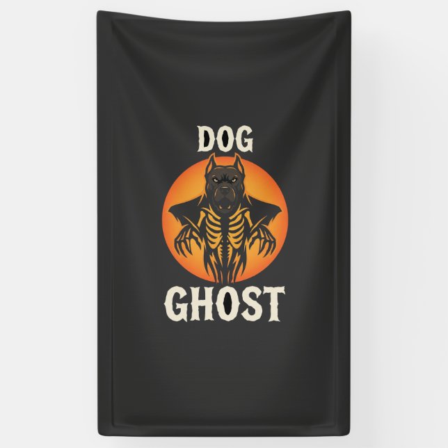 Lona Vector de terror de Halloween de fantasma de perro (Vertical)