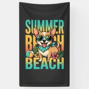 Lona Vector de vacaciones de perro en la playa de veran