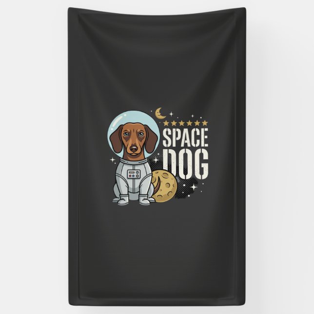 Lona Vector perro espacial astronauta Dachshund (Vertical)