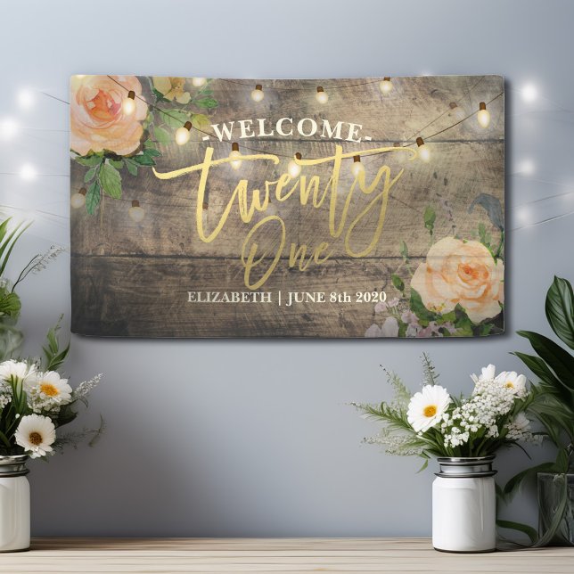 Lona Veintiún cumpleaños fiesta maderera Flor de flores (Subido por el creador)