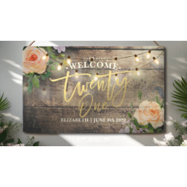 Lona Veintiún cumpleaños fiesta maderera Flor de flores