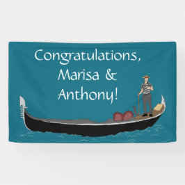 Lona Venecia, Italia Gondola y Gondolier Azul Verde azu