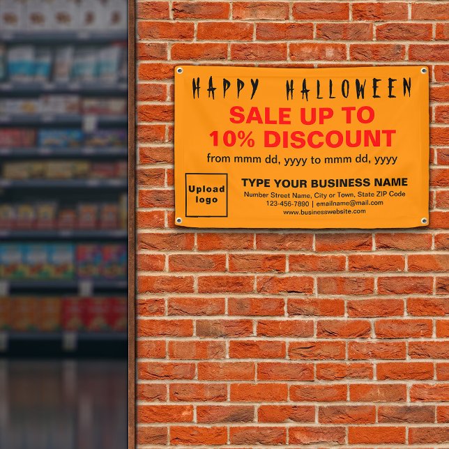 Lona Venta de Business Halloween en Rectángulo de Color (Attract more customers this holiday. Business Halloween sale on orange color rectangle banner.)