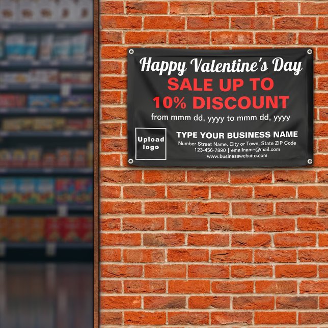 Lona Venta de Business Valentine en Banner de Black Rec (Attract more customers this Valentine's Day. Business Valentine sale on black rectangle banner.)